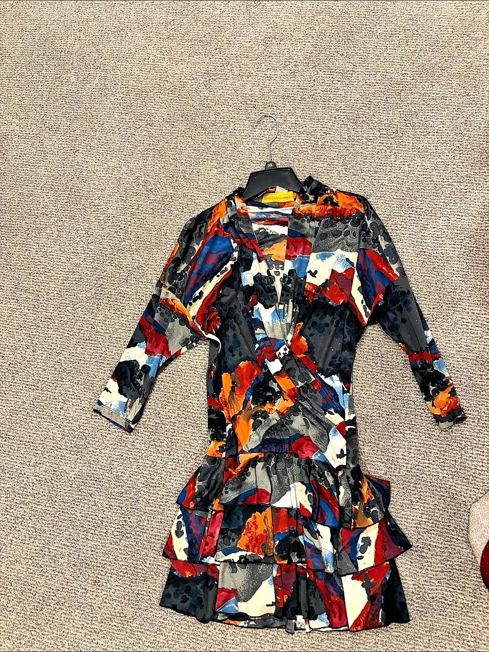 Catherine Malandrino Dress Abstract Print Long Sleeve Mini Dress
